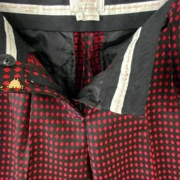 kate spade red diamond on black ankle pants - Picture 5 of 7